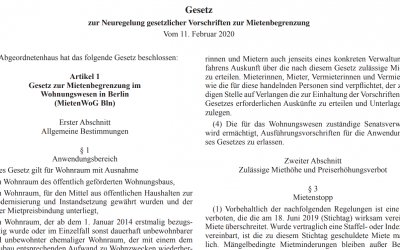 „Mietendeckel“ veröffentlicht – Zweistufiges Inkrafttreten ab 23.02.2020 (Schnellinfo)